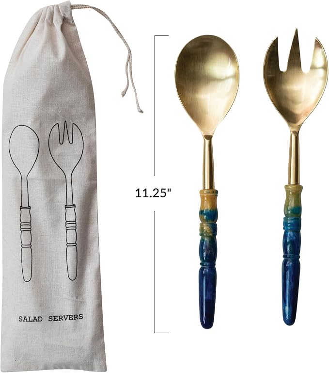 Creative Co-Op 2-Piece Stainless Steel Salad Servers - Image 2