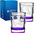 Personalized Glasses Set of 2 Initial and Name 2oz Purple Bottom Etched Square Shot Glass Engraved with Custom Text Birthday Gift for Men and Women