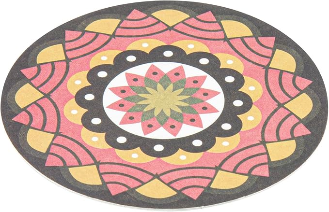 Restaurantware Super Absorbent Coasters 48 Case 4 Inch Assorted Paper Bar Coasters High-Density Pulpboard Beverage Coasters Moisture-Absorbing Durable Drink Coasters - Assorted Designs