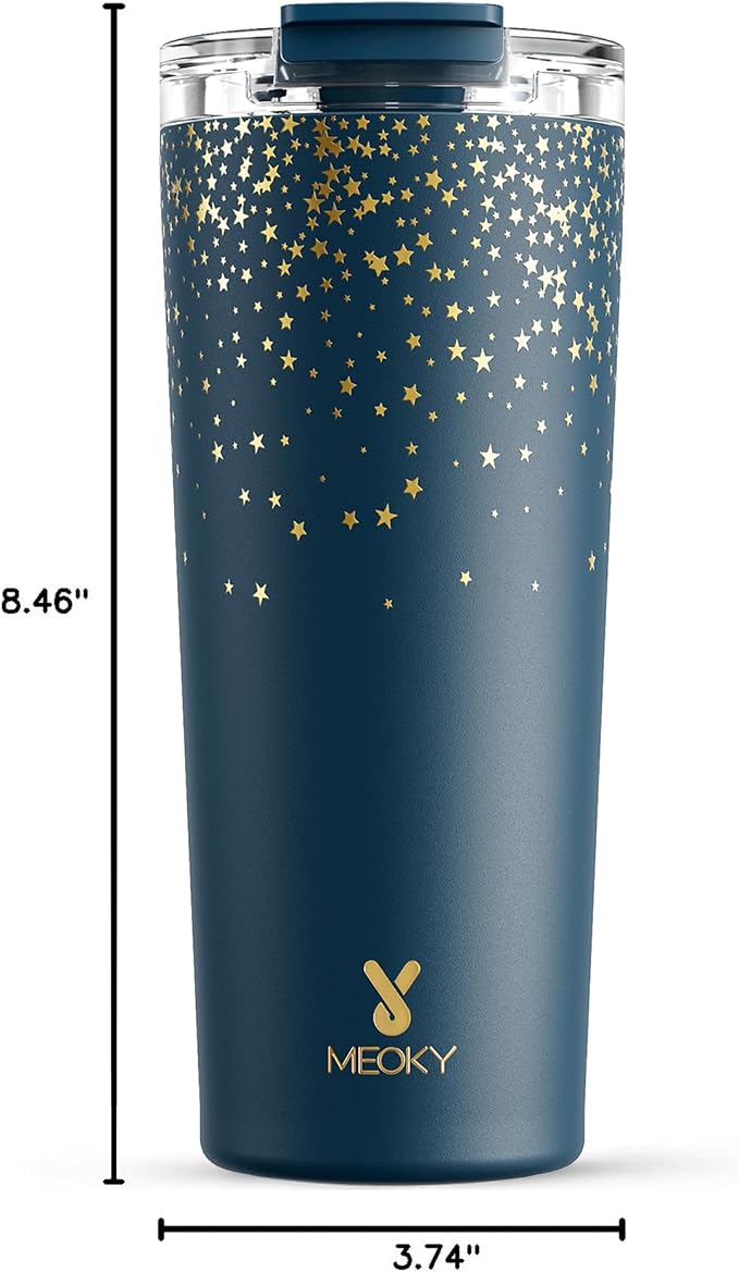 Meoky 24 oz Insulated Travel Coffee Mug: Leak Proof Lid, Midnight Galaxy | - Image 3
