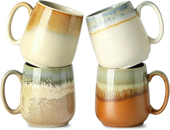 HASENSE Ceramic Coffee Mugs Set of 4, 16 oz Large Reactive Glaze Mugs | by Hasense