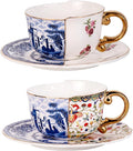 KAMMAK Tea Cups and Saucers Set of 2, Fine Bone China Coffee Cups, 582N | by KAMMAK
