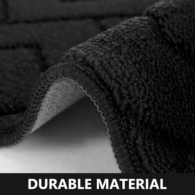 hicorfe Kitchen Rugs and Mats Sets,Non-Slip 2 Pieces Absorbent 100% Polypropylene Rug,Comfort Kitchen Runner Mat,Washable for Kitchen,Sink,Laundry(20" x 48" Plus 20" x 59",Black)