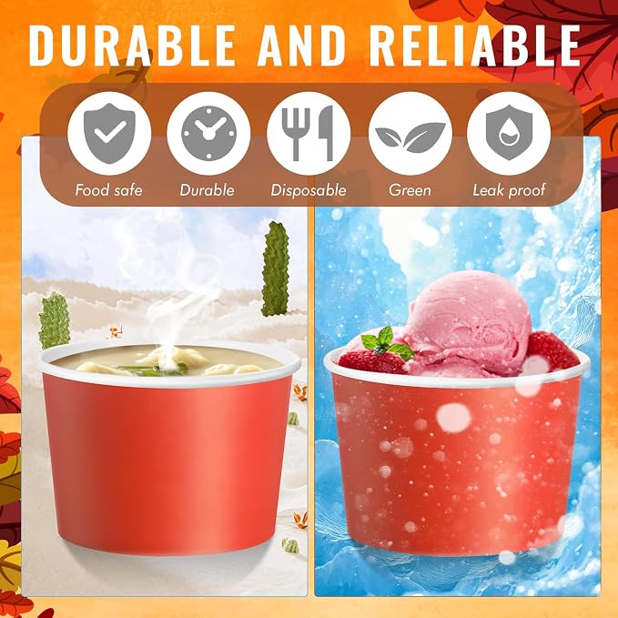 Jingmore Paper Ice Cream Cups 9oz Colored Disposable Dessert Bowls - Image 6