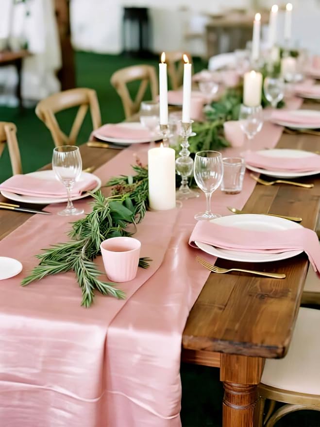 Rose Gold Table Runners 16 Pack 12x108 inch Silk Satin Smooth Fabric | Satin - Image 5