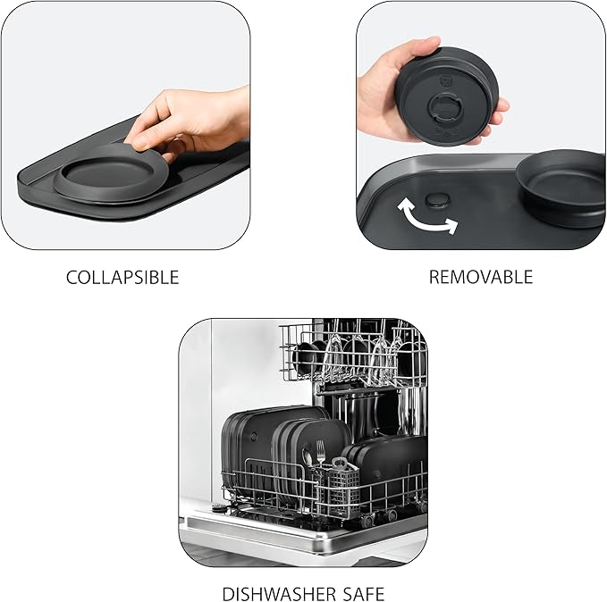 madesmart dipware Small Serving Plate, Stackable & Removable Dip Bowl for Salsa, Queso, Salad, Olives, Dishwasher & Microwave Safe, Multipurpose Plate & Bowl, Midnight