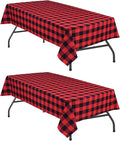 Red and Black Plaid Tablecloth Waterproof, 2 Pack, 60 x 102 inch | Checkered by Hiasan