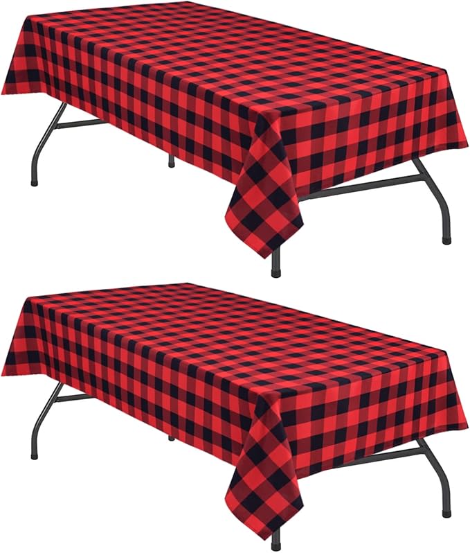 Red and Black Plaid Tablecloth Waterproof, 2 Pack, 60 x 102 inch | Checkered by Hiasan