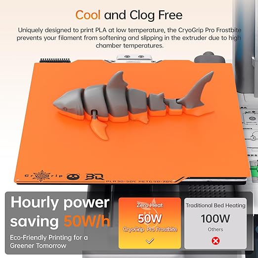BIQU Cryogrip Pro Frostbite Matte Orange Cold Build Plate for Bambu-Lab A1 Mini 3D Printer 184x184MM Double-Sided Upgrade Room Temperature Print Removable Surface Platform