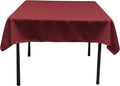 LA Linen Polyester Poplin Washable Square Tablecloth, Stain and Wrinkle Resistant Square Table Cover 52x52, Fabric Table Cloth Square for Dining, Kitchen, Party, Holiday 52 by 52-Inch, Cranberry