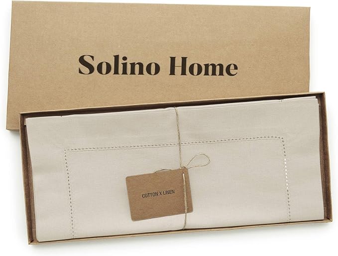 Solino Home Cotton Linen Dining Table Runner Linen Hemstitch, 14 x 60 in | - Image 5