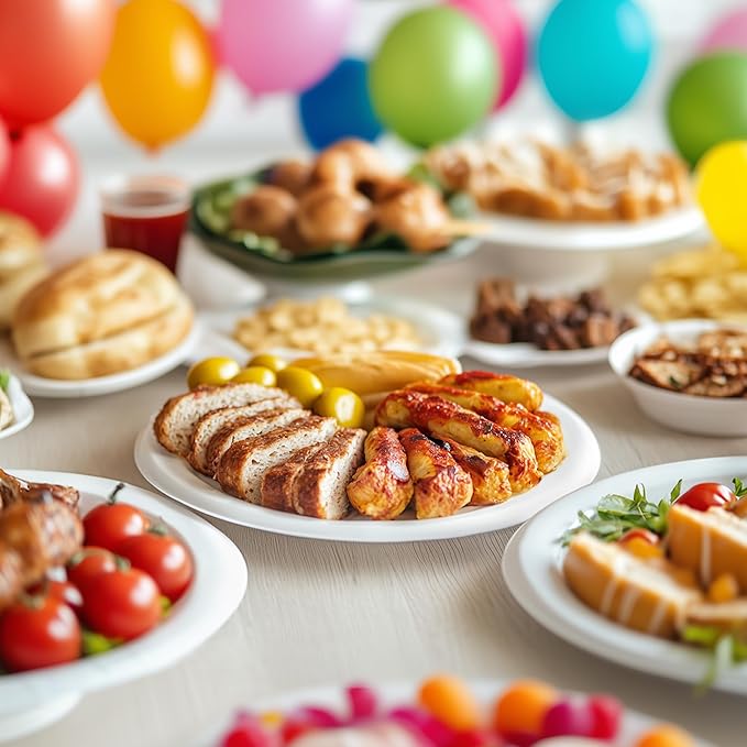 Freshware Paper Plates - Disposable 9" Plate, 500-Pack Biodegradable Sugarcane Dinner Plates - Heavy Duty Dinnerware for Hot Food - Microwave & Freezer Safe, Stackable Dinnerware