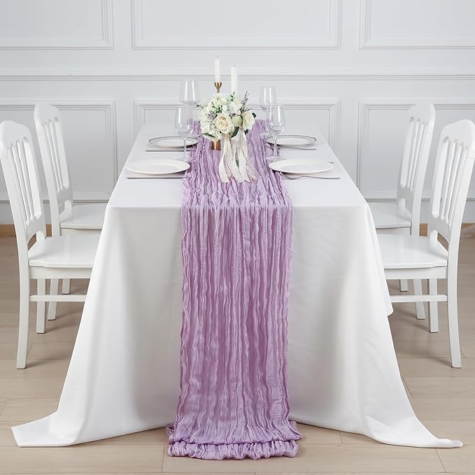 6 Pack Lilac Purple Cheesecloth Table Runner 120 Inch Boho Wedding Decor | - Image 4