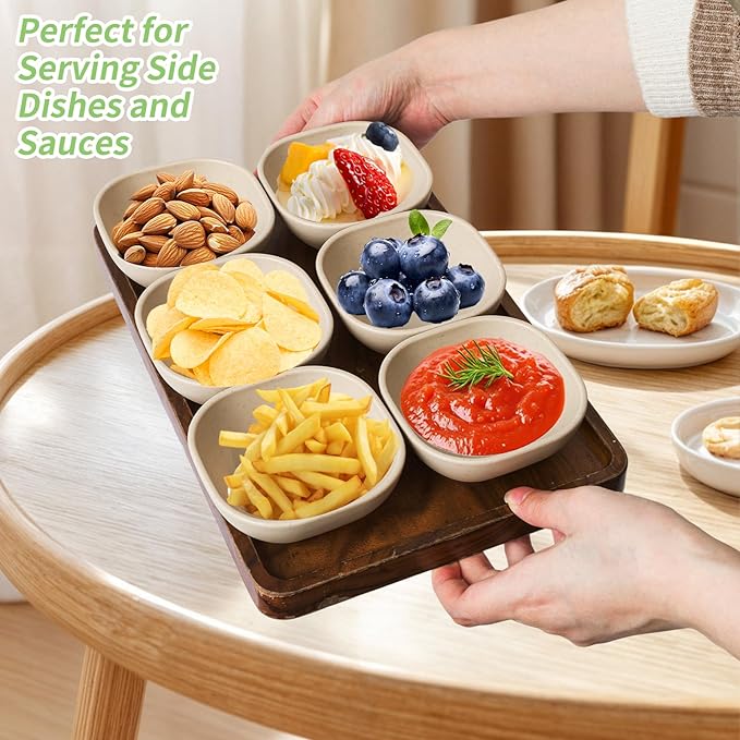 SHECIPIN 6 Pack Small Plastic Bowls 4.5 OZ Unbreakable Wheat Straw Dipping - Image 5
