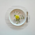 modern-twist 15" Round Silicone Placemat, BPA, PVC-Free Table Mat, Dishwasher Safe, Stream Print in Silver, Pack of 1