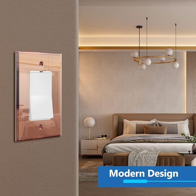 LIDER Reflective Acrylic Decorator Wall Plate, Mirrored Light Switch Plate, Plexiglass Outlet Cover, Acrylic Glass, Oversized 1-Gang 5.25" x 3.44", LWP-31O-ARG, Rose Gold