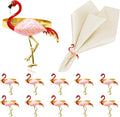 Tropical Flamingo Napkin Rings Set of 12 Gold Pink Bird Napkin Holders by DavifinaNapkinRings