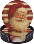 Red Christmas Santa Claus Striped Coasters by KiuLoam