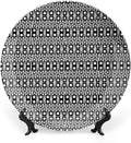 Ceramic Plates, Abstract Decorative Ceramic Plates, Monochrome Squares of Motif Grid Design Geometric, 8 Inch, for Dining, Parties, Wedding, Black White