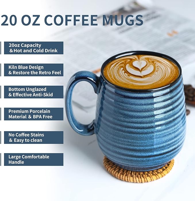 HASENSE Coffee Mug, 20 oz Ceramic Coffee Cup - Image 2
