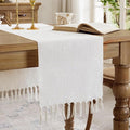 Cotton Linen Table Runner, 13x48 Inch, Off White by Aoztio