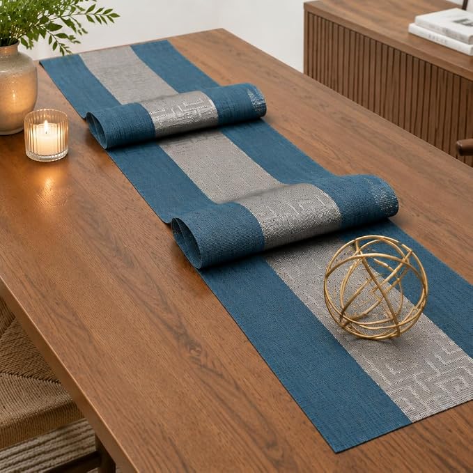 FAVE Indigo Blue Table Runner Woven - Image 5