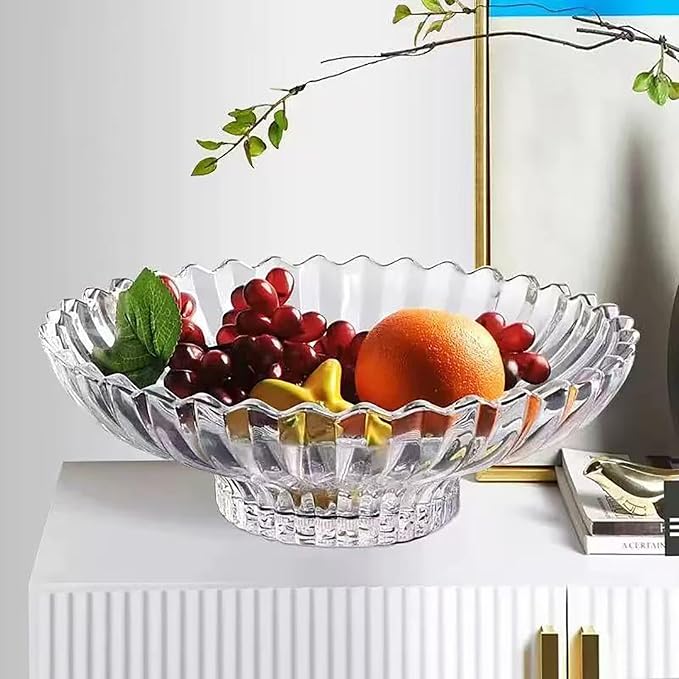 Extra Large Glass Fruit Bowl or Decorative Bowl, Center Bowl，Used - Image 6