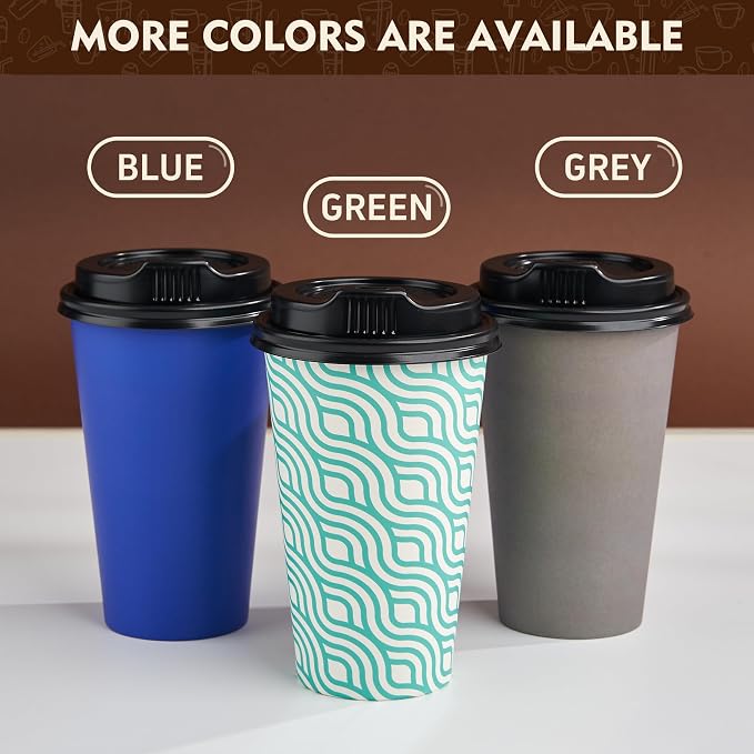 YEEHAW 16 oz Coffee Cups with Lids, 100 Pack | Heat & leak-proof paper - Image 8