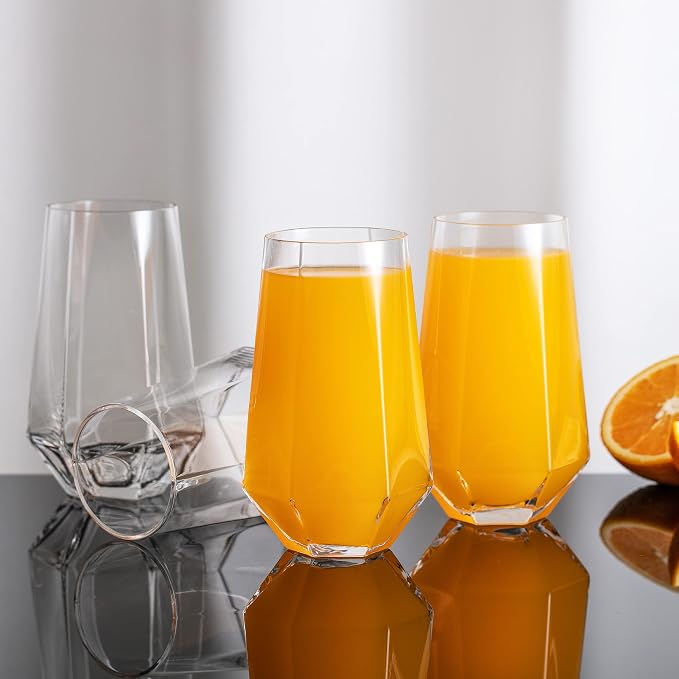 Hexagon Drinking Glasses Set of 4, Large Beer Mugs - Image 5