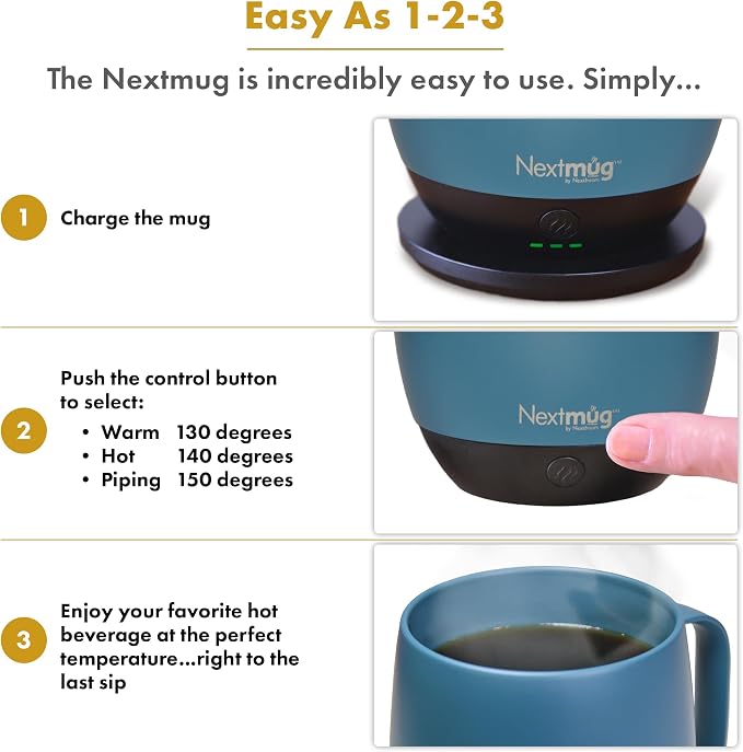 Nextmug Plus - Temperature-Controlled, Self-Heating Coffee Mug | – No App - Image 4