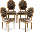 SoarFlash French Dining Chairs Set of 4, Vantage Dining Chair with Round Back, Farmhouse Country PU Leather Dining Chair for Kitchen,Bedroom,Brown