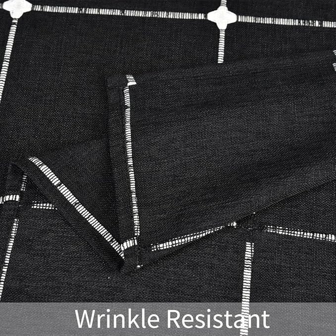 Zobesta Linen Tablecloth Black Table Cloth Rectangle Table 86 x 53 Inch, Heavy Weight Washable Farmhouse Soft Gingham Tablecloth for Party, Holiday, Picnic, Dining, Outdoor