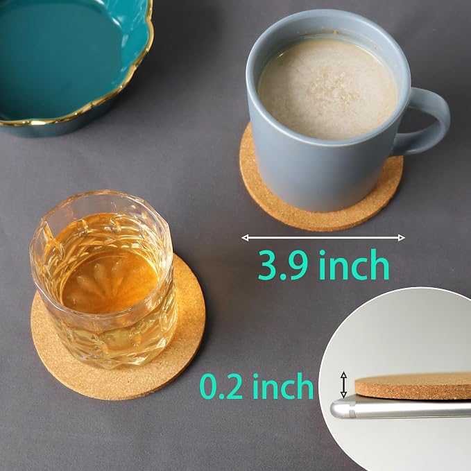 6Pcs Cork Coasters, Tivnhuils 3.9 inch Coasters, Coasters Set - Image 3
