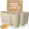 Unbreakable Wheat Straw Cups, Alternative to Plastic Cups Set 6 PCS, 16 OZ by Perlapoc