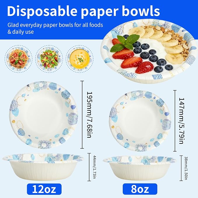 30 Pcs Paper Bowls 8 oz, Disposable Small Paper Bowls, Soak Proof, Cut Proof - Image 2