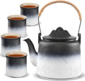ZENS Japanese Tea Set with 4 Cups, 33.8oz Ceramic Infuser Pot by ZENSLIFESTYLE