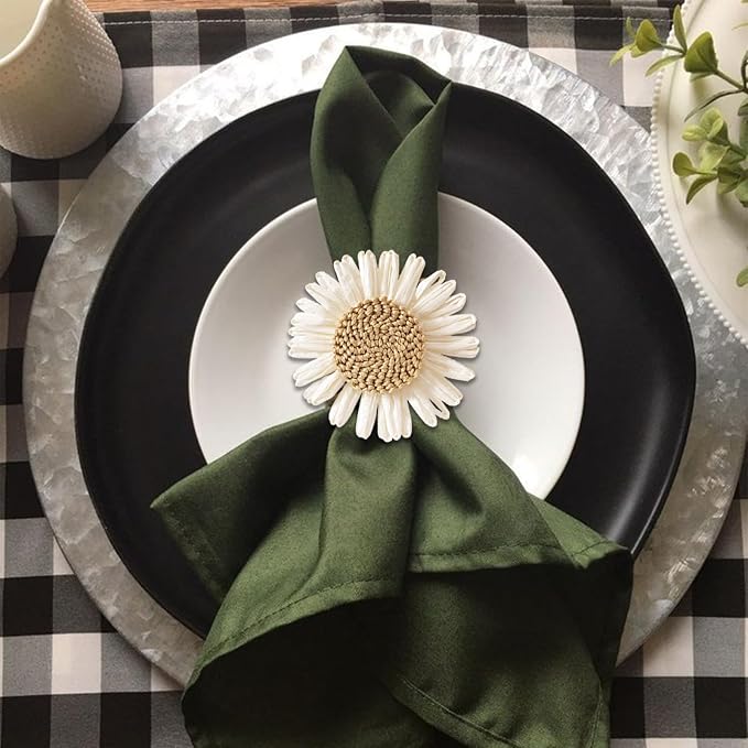 wonlex Sunflower Napkin Rings Set of 8, Handmade Faux Daisy Napkin Ring - Image 6