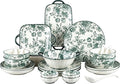 Ceramic Dinnerware Set, Floral Plates and Bowls Sets, Microwave & Dishwasher by FANGJING