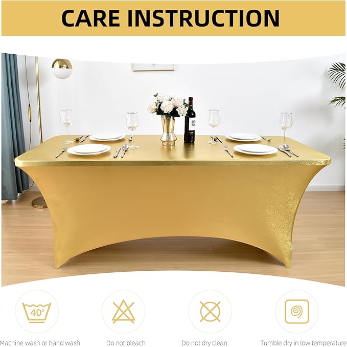 2-Pack 4ft Spandex Table Covers for Rectangular Folding Tables - Wrinkle Resistant Stretch Tight Table Cloths - Ultimate Fitted Table Protector for Parties, Banquet, and Wedding