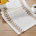 Linen Embroidered Table Runner, Taupe Table Runners 72 Inches Long | Linen by Aoztio