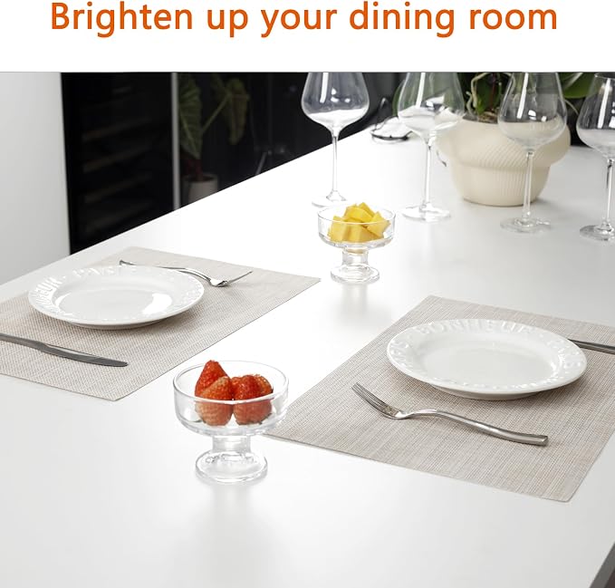 Beige Vinyl Placemats Set of 6, Heat Resistant Table Placemats | 18x12 inch - Image 6