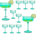 XUWAIDSGN 12 Pcs Champagne Martini Glasses 9 Oz with Gilded Removable Gold Rim Coupe Glasses Pink Martini Glasses Plastic Mimosa Vintage Coupe Glasses Set For Wedding Anniversary (12, Teal)