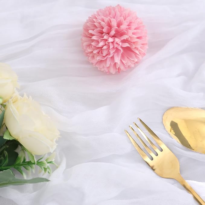 10 Pack White Cheesecloth Table Runner 17 x 108 Inch | Boho Gauze Fabric - Image 2