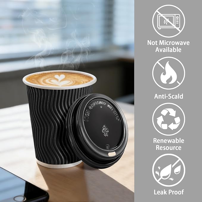 Lamosi 50 Pack 8 oz Disposable Coffee Cups - Image 4