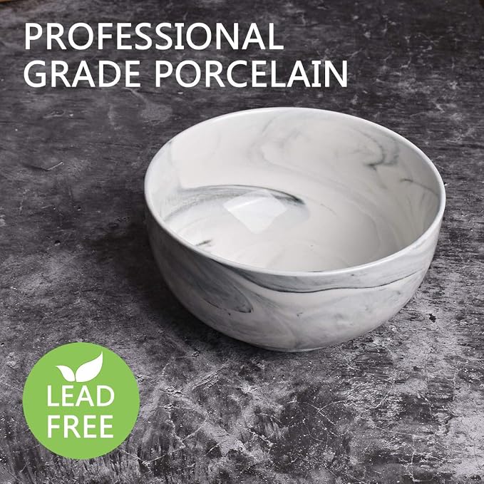Marbling Ceramic Bowl Set of 4, 33 Oz, Dishwasher and Microwave Safe - Image 3