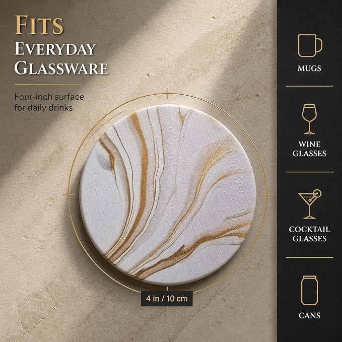 Absorbent Stone Coasters Set of 6 - Image 3