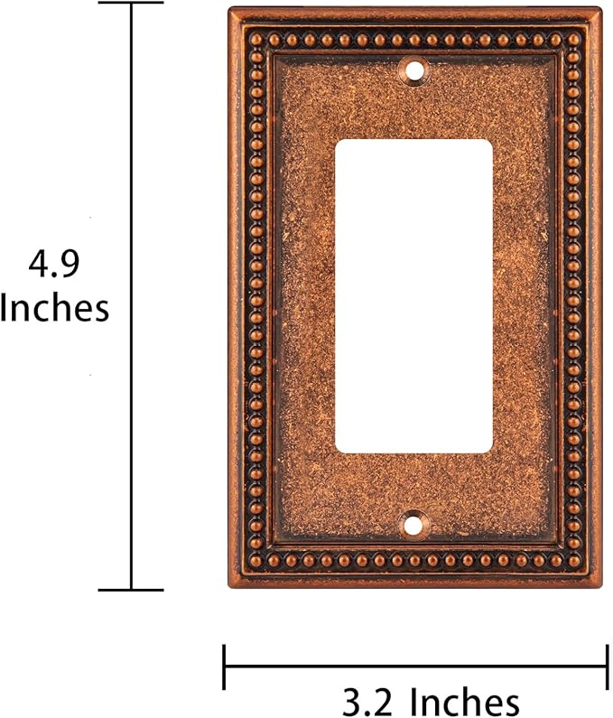 Henne Bery Raised Pearls Decorative Wall Plate Switch Plate Outlet Cover (Single Decorator 3PK, Sponged Copper)