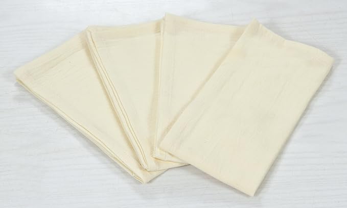 Accent Home 100% Cotton Napkins, Delicate Cloth Napkins for Dinners, Parties and Weddings，18 x 18 Inch Set of 6 - Ivory