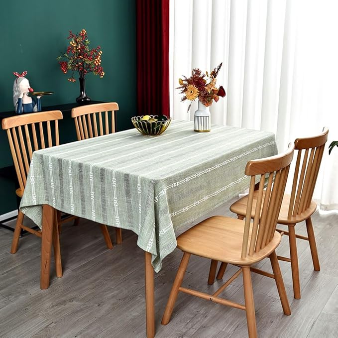 Heavy Duty Cotton Table Cloth for Rectangle Table Sage Green Tablecloth Rectangular Farmhouse Vintage Washable Rustic Table Cover (Sage Green,52''x120'')