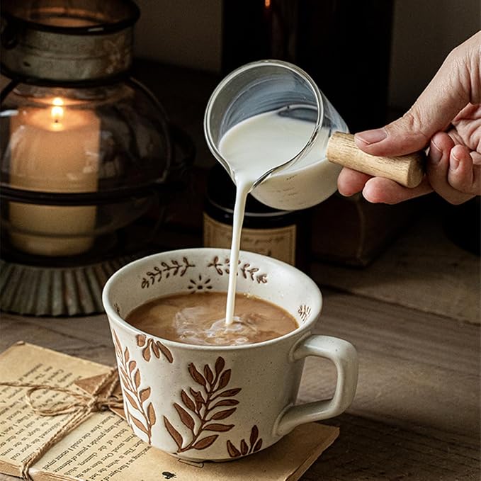 12 oz Vintage Ceramic Coffee Mug Set of 4 - Image 4